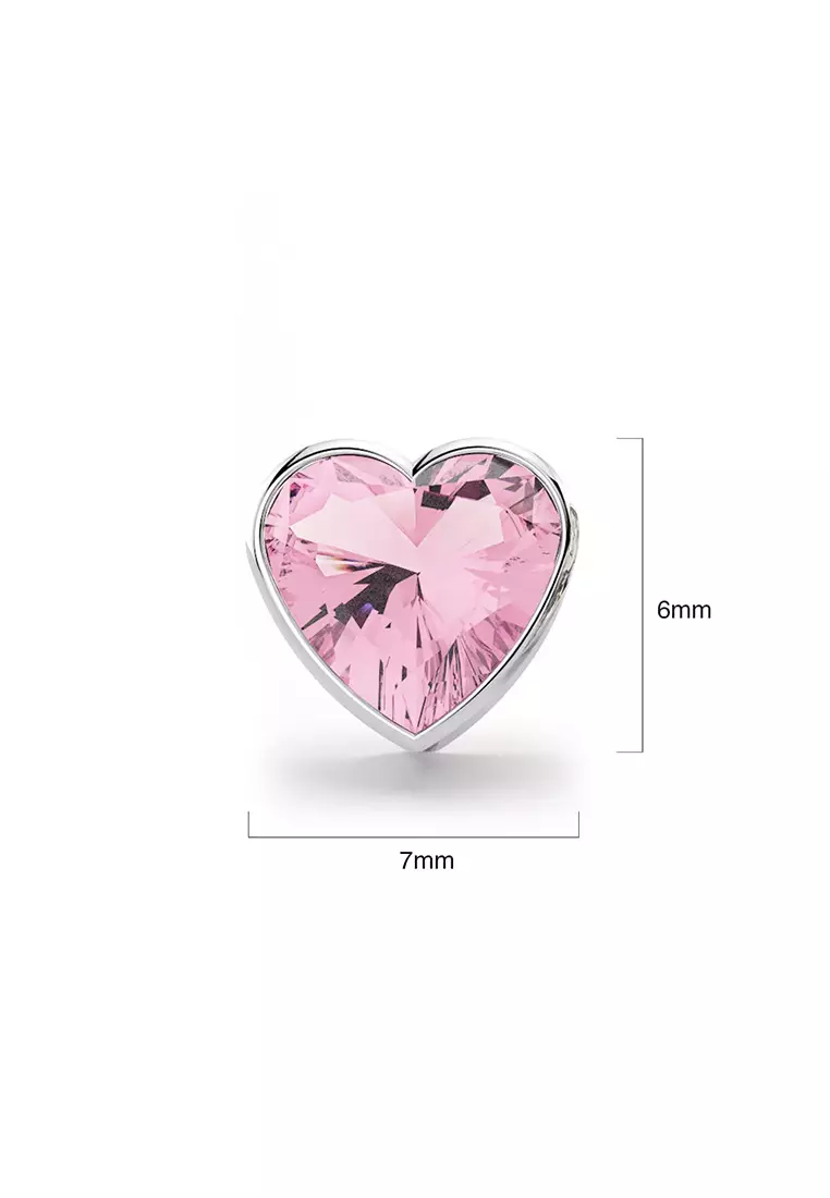 Heart Bezel Studs Pink