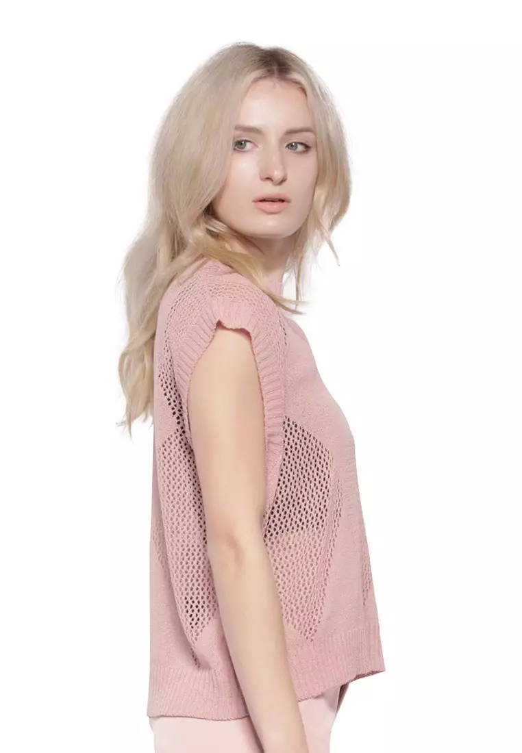 Pink Knitted Sleeveless Top