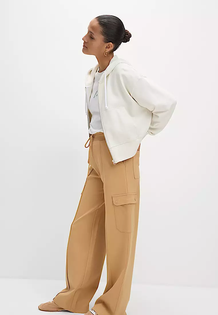 Pure Cotton Cropped Zip Through Hoodie