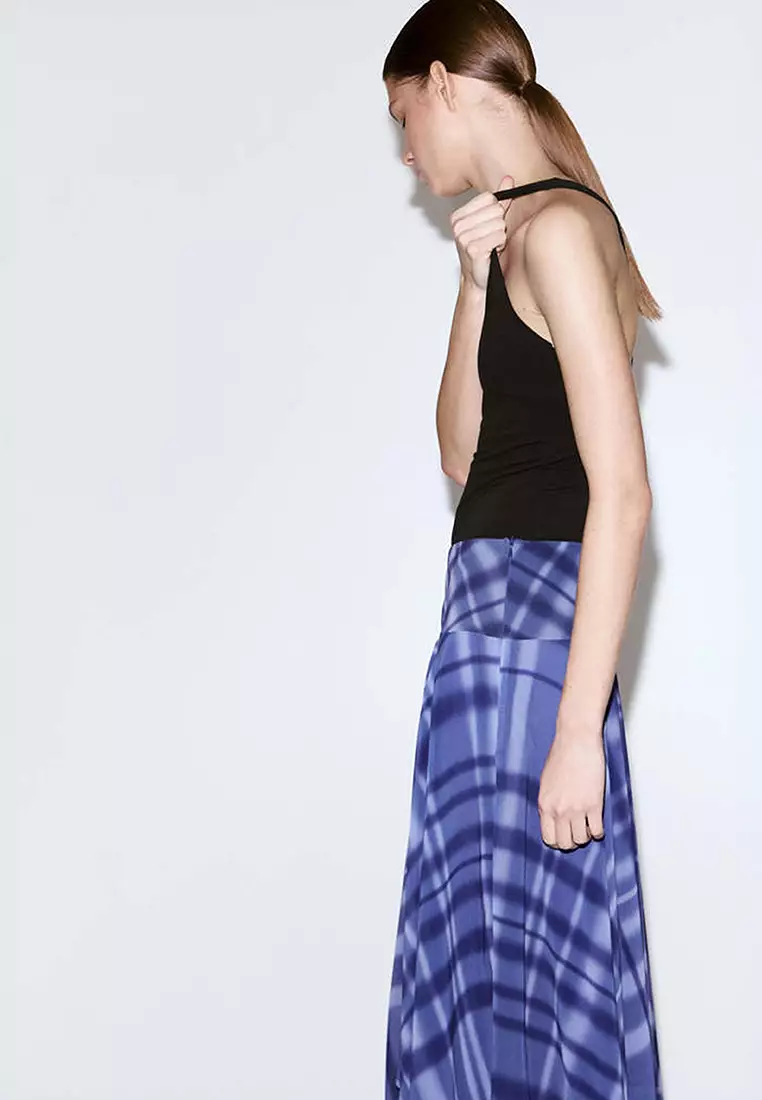 Checked Flared Skirt