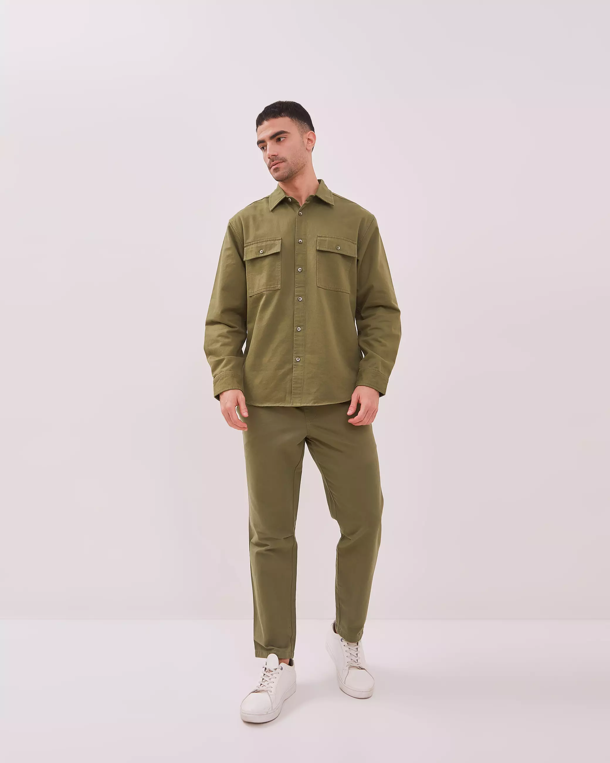 AMK Kemeja Pria Lengan Panjang SHS Yonas Ls Olive