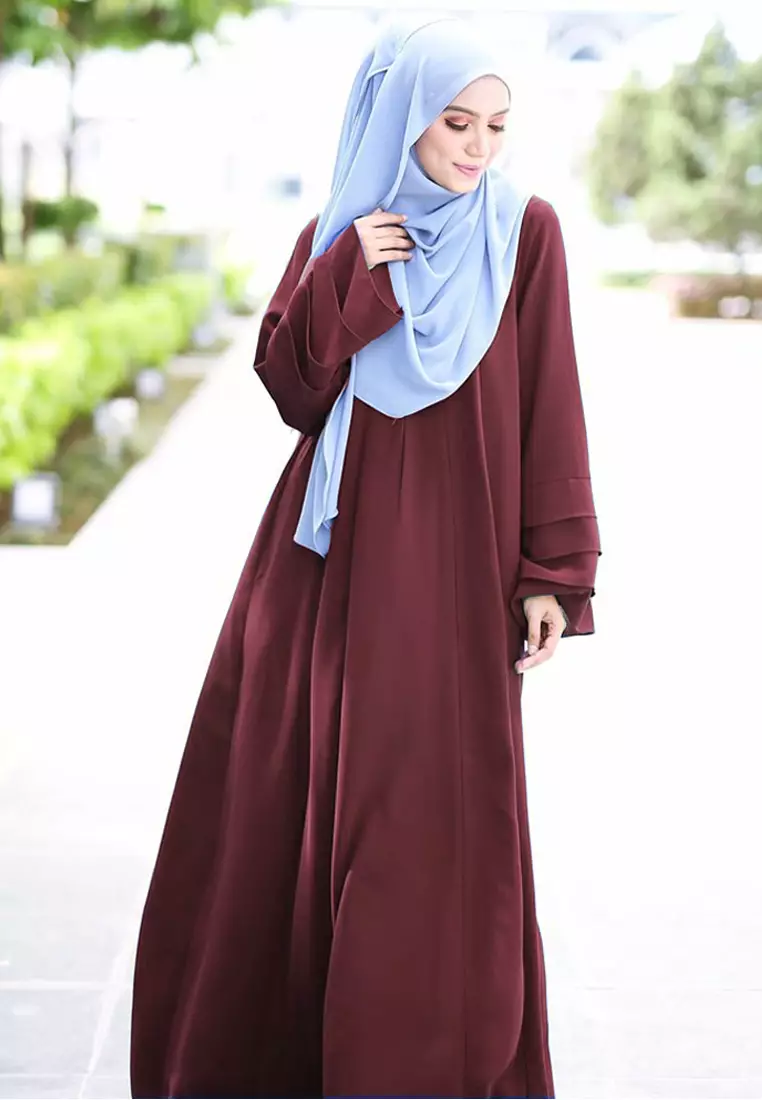 Laura Abaya Modern Layer Sleeves Loose Style in Maroon