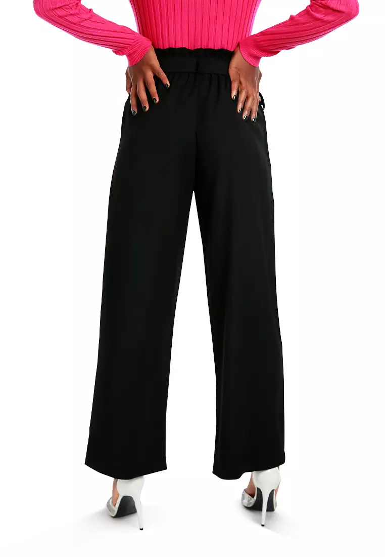 Black Multi Button High Waisted Pants