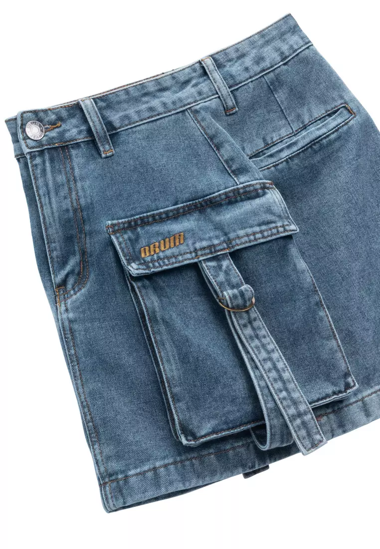 DRUM S. Women Cargo Mini Skirt- Dark Blue