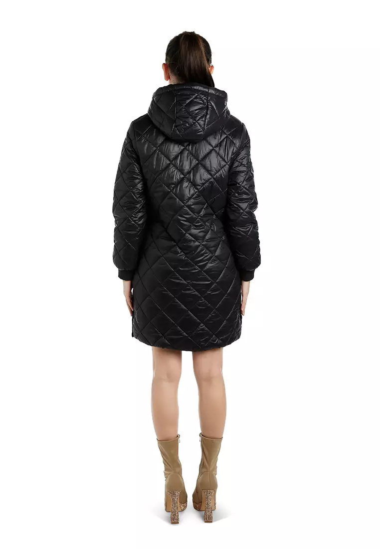 Buy London Rag Hooded Longline Quilted Jacket in Black Online ZALORA