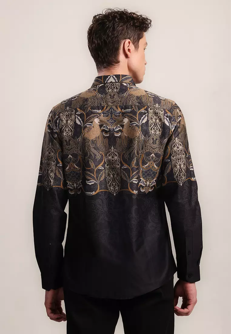 MOC Kemeja Batik Lengan Panjang Pria Madhurash - Black