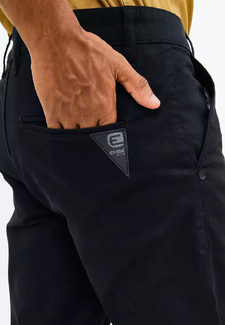 EMBA DENIM - Trosic Celana Panjang Pria Slimfit Stretch Material Chino  Black