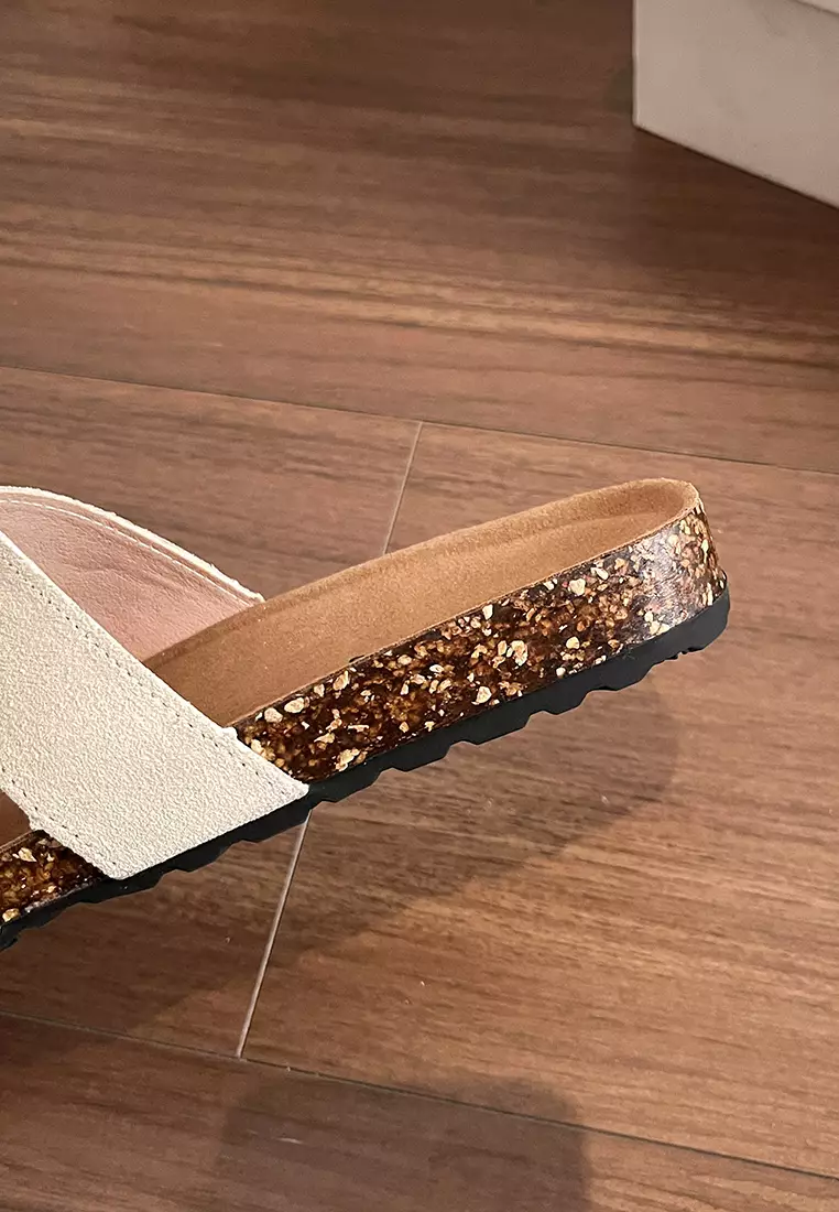 Faux Cow Suede Strap Slippers WW824-1