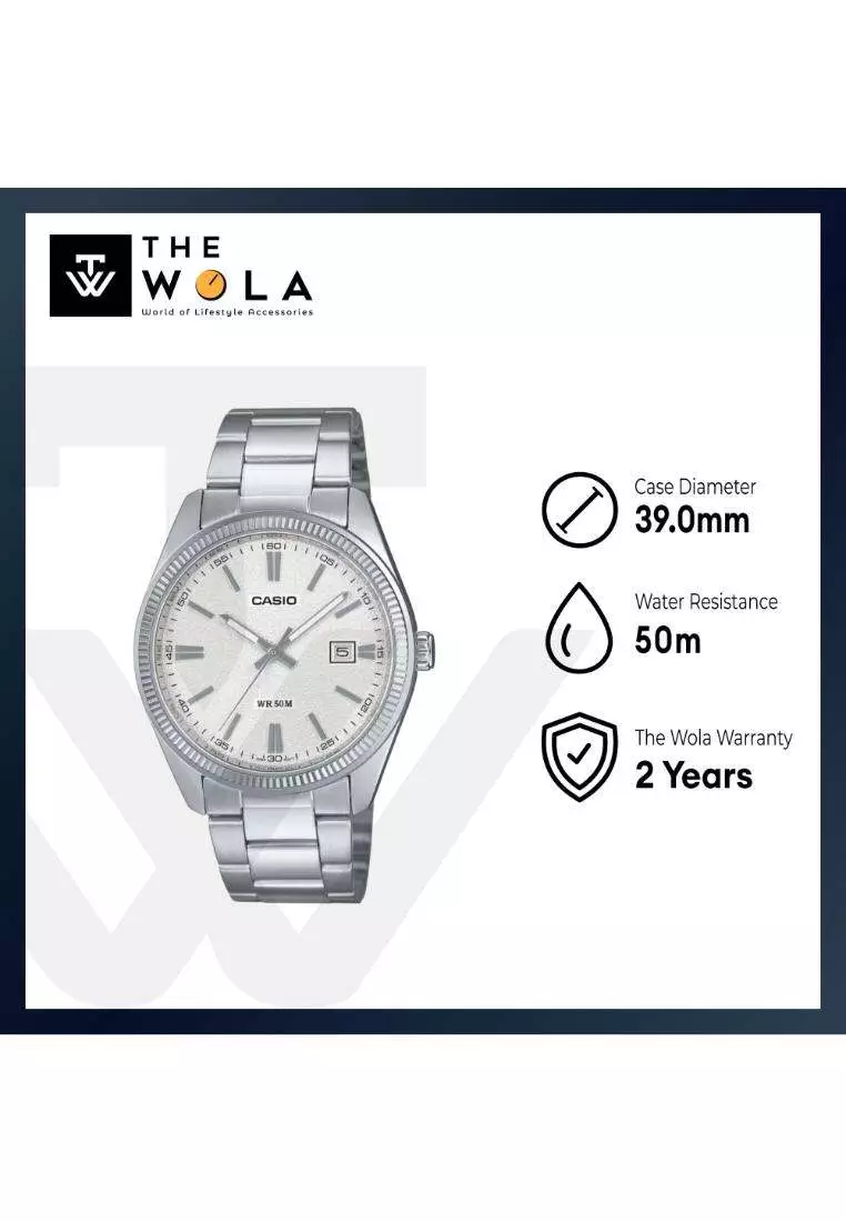 MTP-1302DA-7A Men Analog Watch with Silver Stainless Steel Band