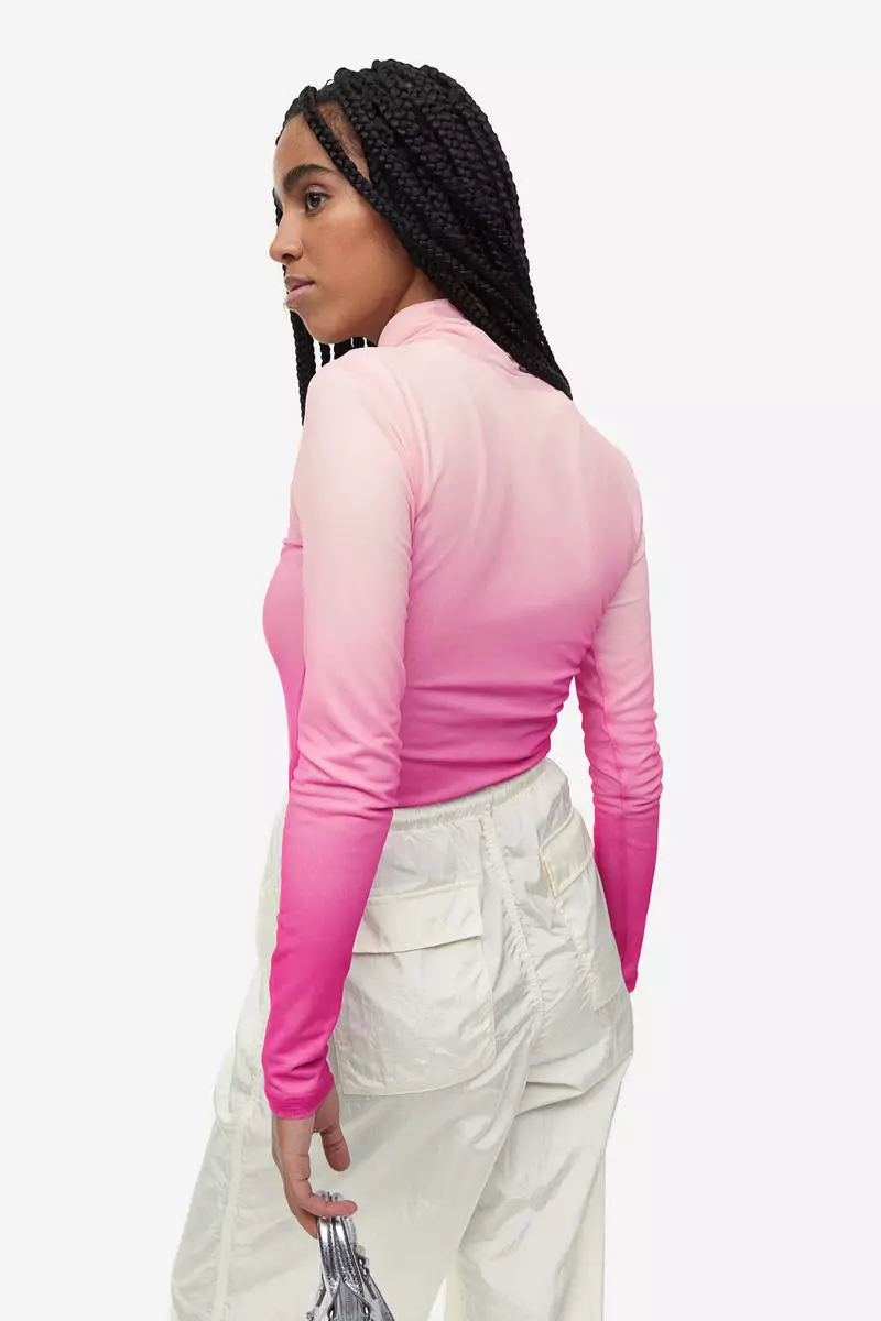 H&m pink online mesh top