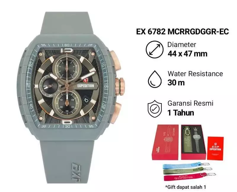 Jam Tangan Pria Expedition E 6782 MC RRGDGGR Eco Ceramic Men Rubber Strap