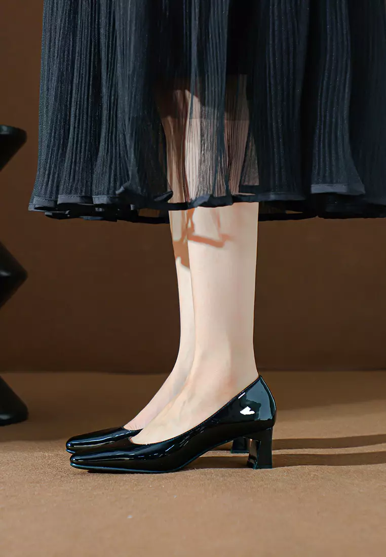 5CM Square Toe Patent Leather Pumps BY2355-3
