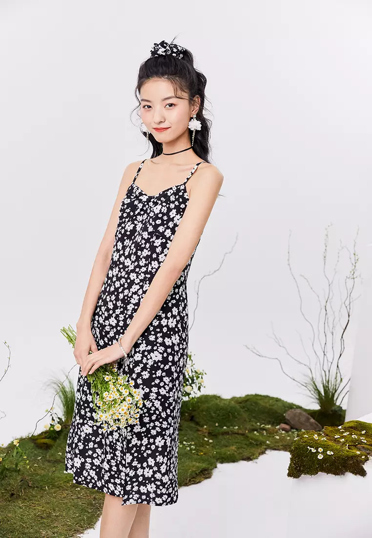 Front Slit Floral Cami Dress