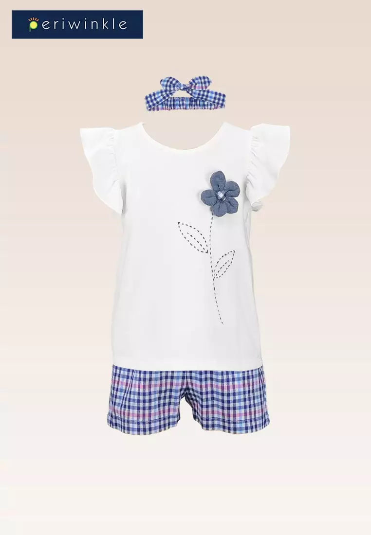 Candice Baby Girls Top and Checkered Shorts Set