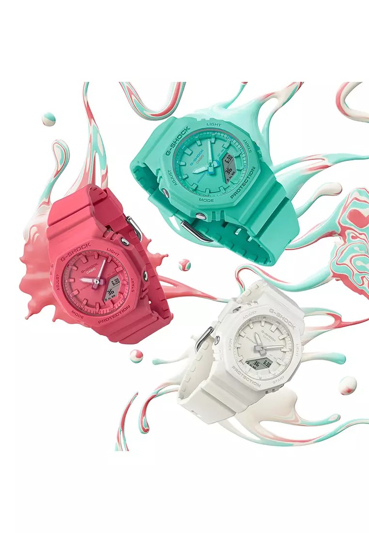 Jam Tangan Analog Digital Wanita Casio G-Shock - White Resin Strap - GMA-P2100-7A