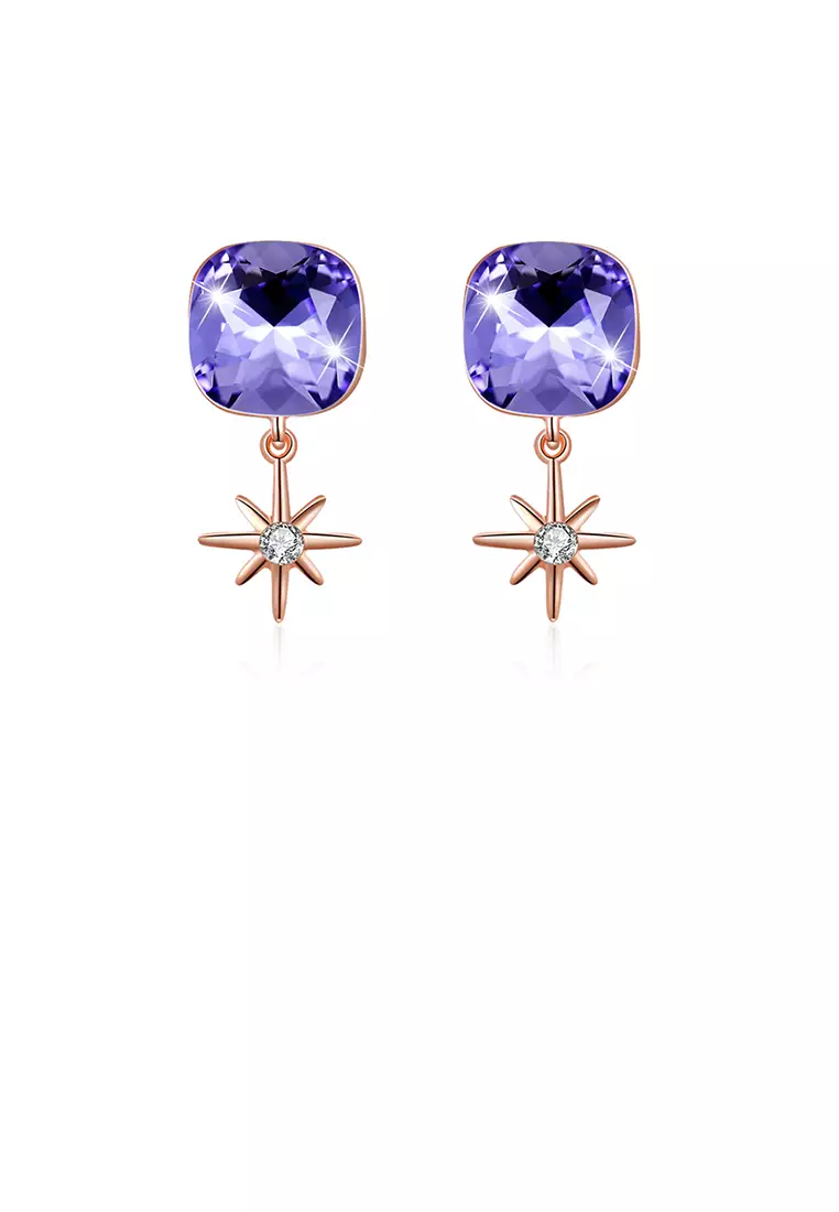 Purple crystal hotsell earrings