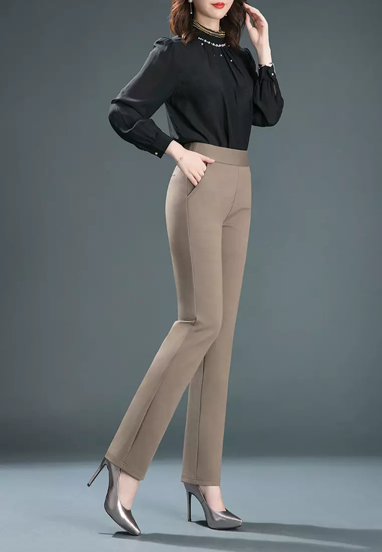 High Waist Elastic Straight Pants WSH2087