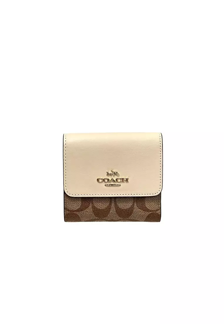 Coach Black/Khaki Trifold Origami Coin Wallet