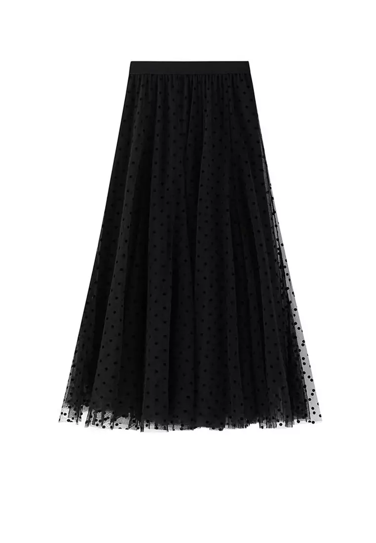 Buy Twenty Eight Shoes Flocked Polka Dot Mesh A Line Skirt AF8351