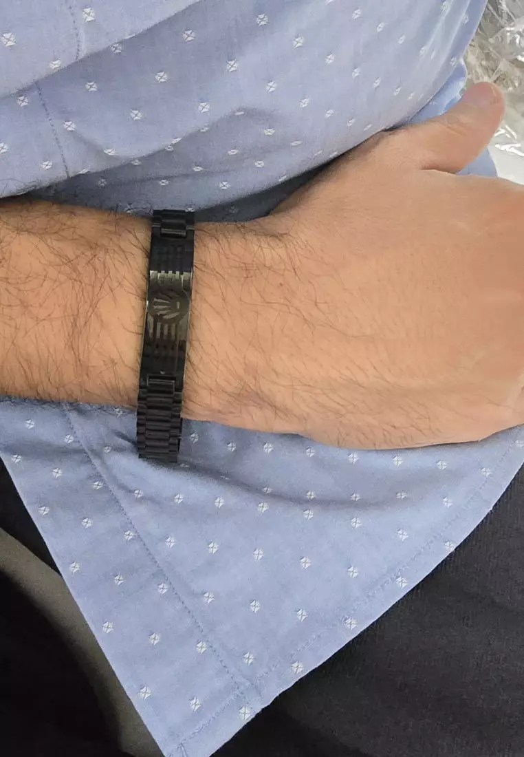 Men's Accessories Crowns Stainless Steel Men's Bracelet Gelang Pria Black