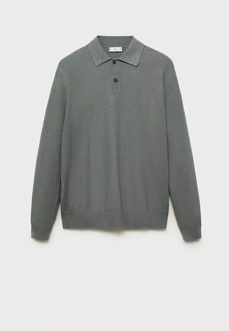 Micro-Structured Cotton Polo Shirt