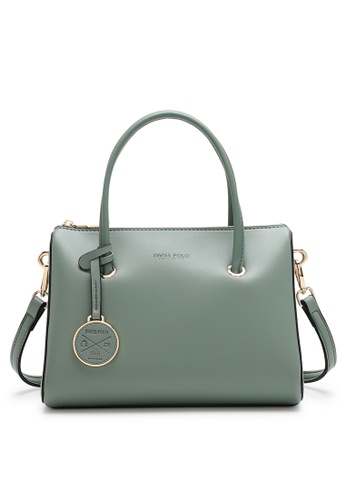 Swiss Polo green Faux Leather Top Hand Bag 13327AC3460D55GS_1
