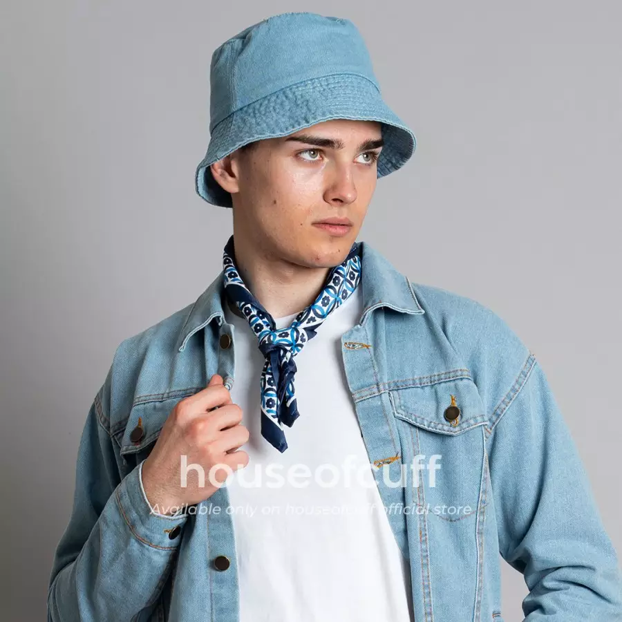 Houseofcuff bucket hat denim jeans biru muda
