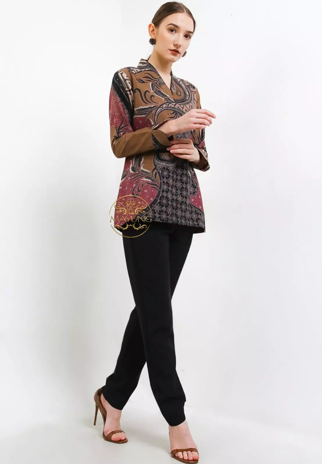 Blouse Batik Wisana Ungu Premium Slimfit Elegant