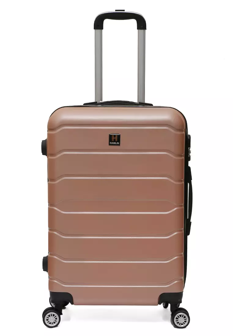 Austin Koper Hardcase Unisex Size 24 Inch Large Compartment Suitcase Combination Lock Material ABS+PVC Coated ORIGINAL - Rose Gold