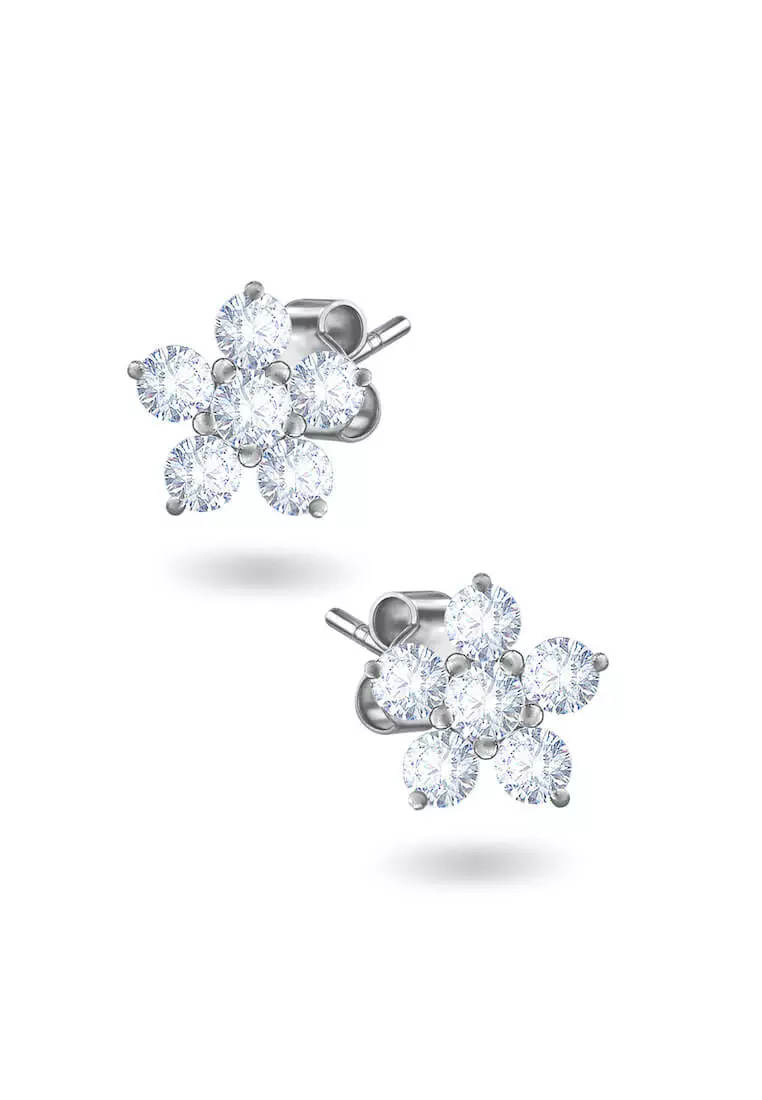 Buy Aquae Jewels Earrings Fairy Flower 18K Gold and Diamonds