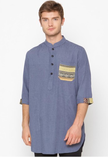 Jual ZAYIDAN  Zayidan  Baju  Koko  Pria Muslim Songket Navy 