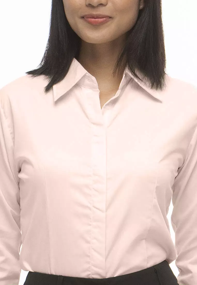 Delaney Pinstripe Long Sleeve Office Blouse