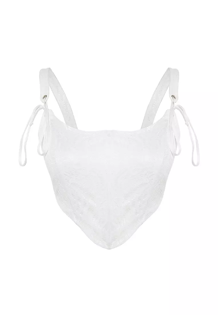 Lace and Tie Detailed Bustier