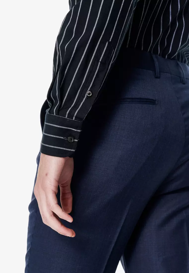 Black White Striped Slim Fit Shirt