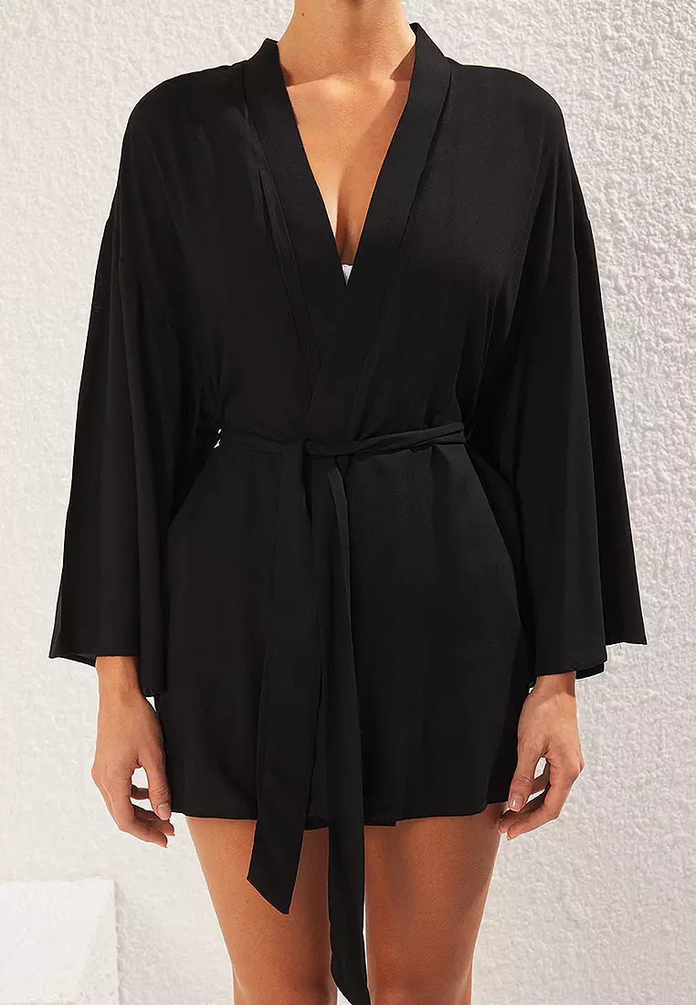 迷你梭織沙灘和服