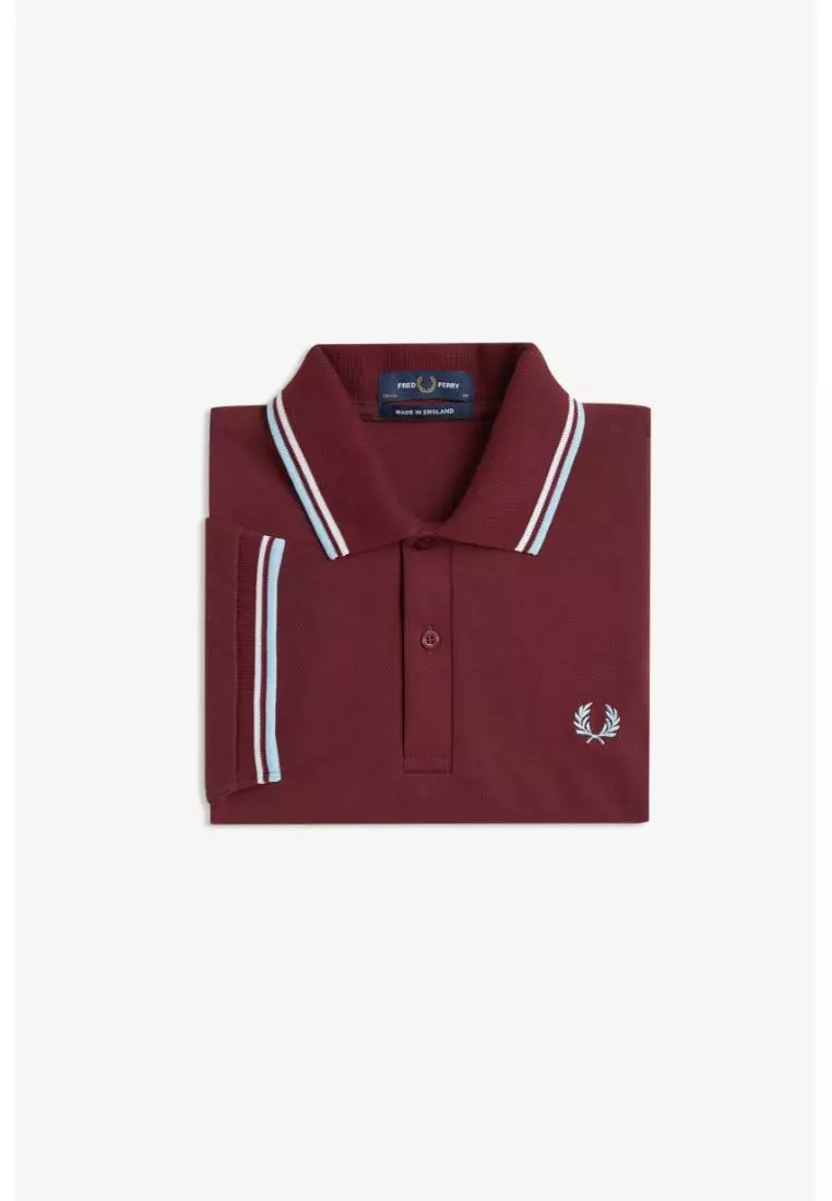 Fred Perry M12 Twin Tipped Fred Perry Shirt (Maroon / White / Ice)