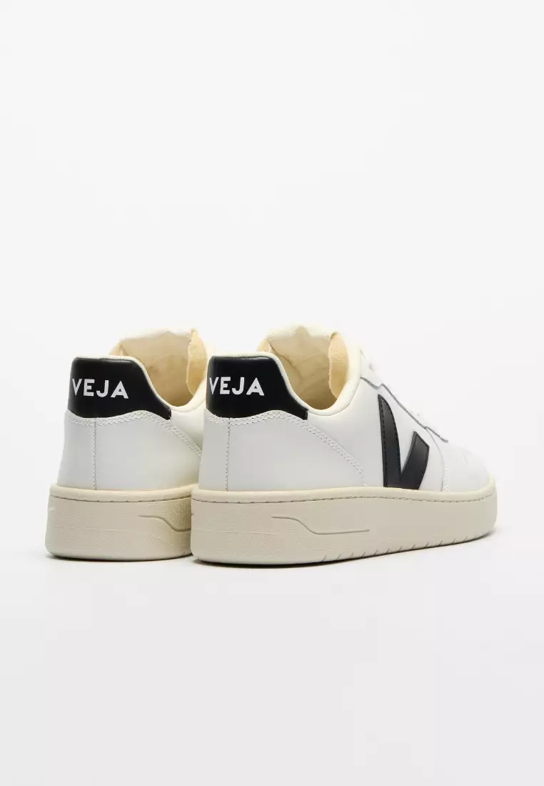 V-10 Leather White Black Sneakers