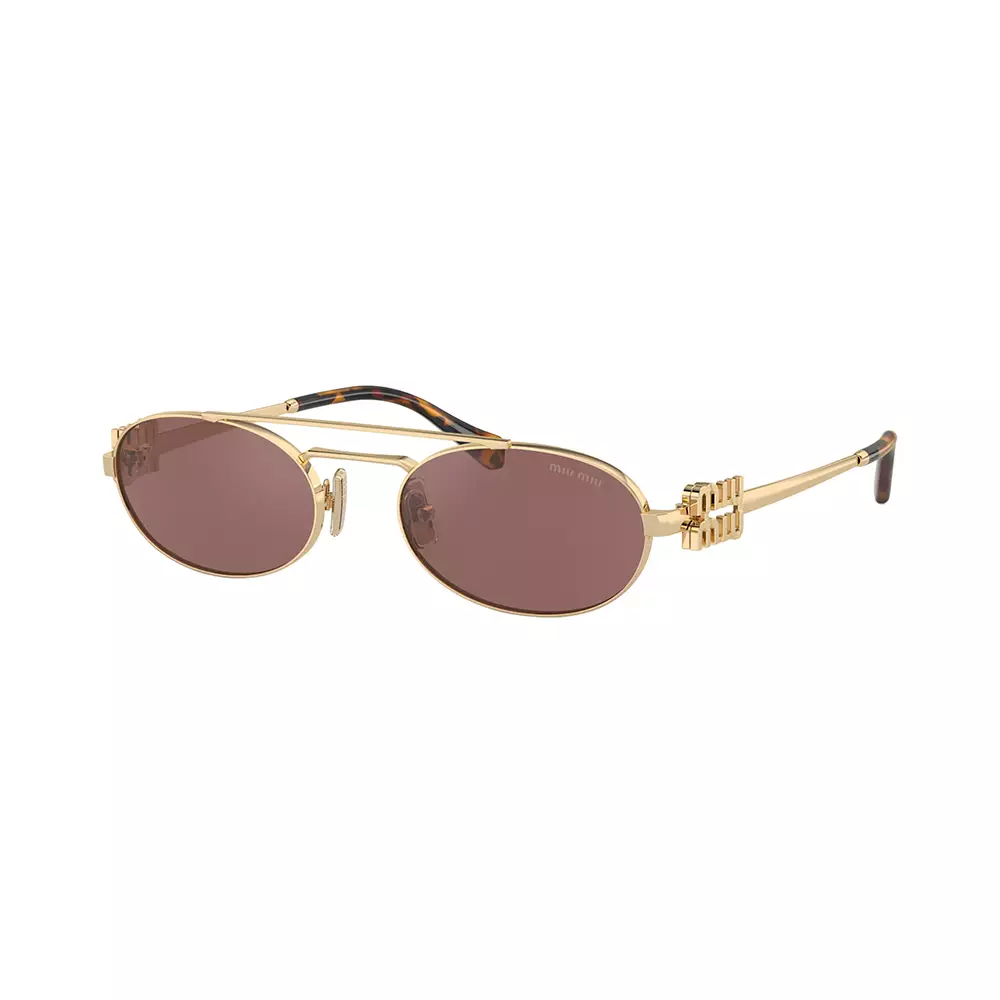 Oval Frame Metal Gold Sunglasses Brown Silver Lens
