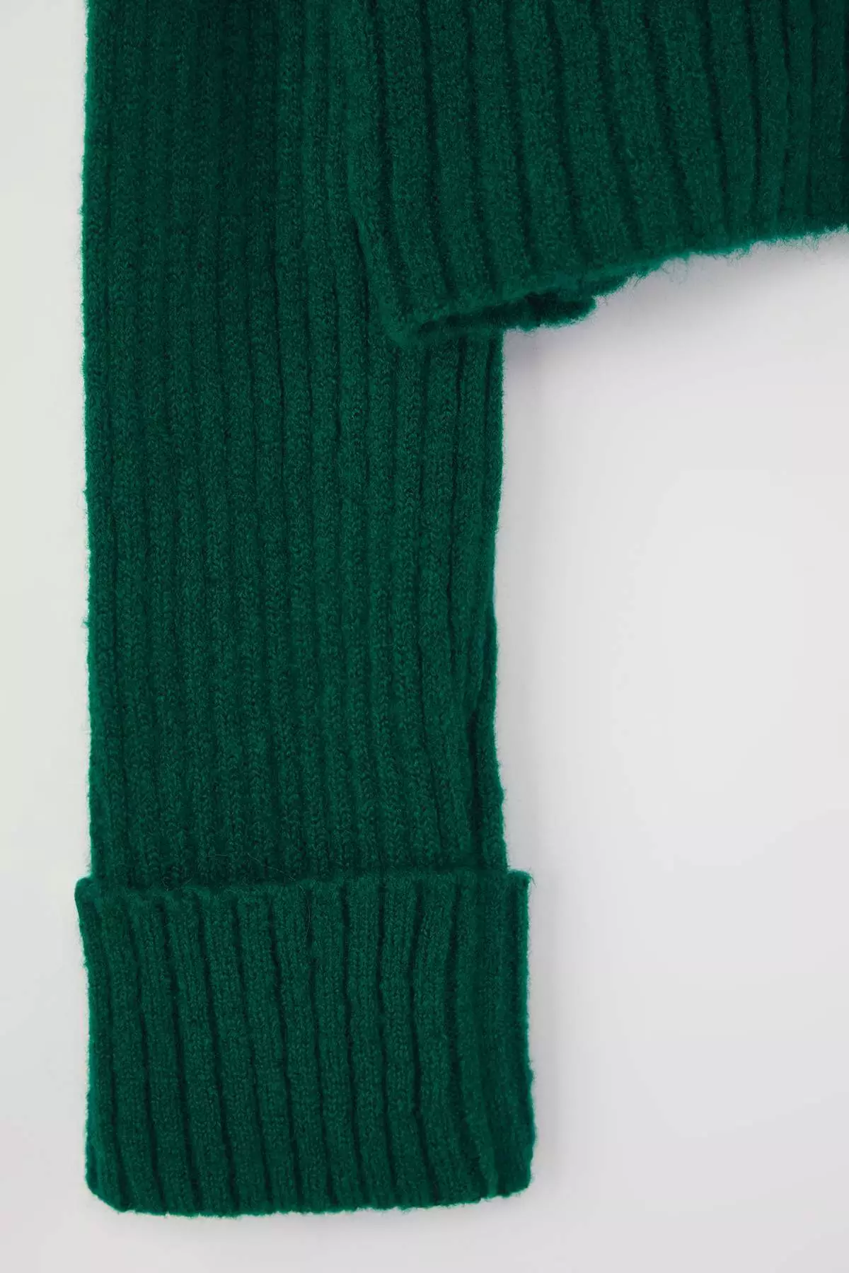Emerald Green Crop Soft Textured Stand Collar Knitwear Cardigan