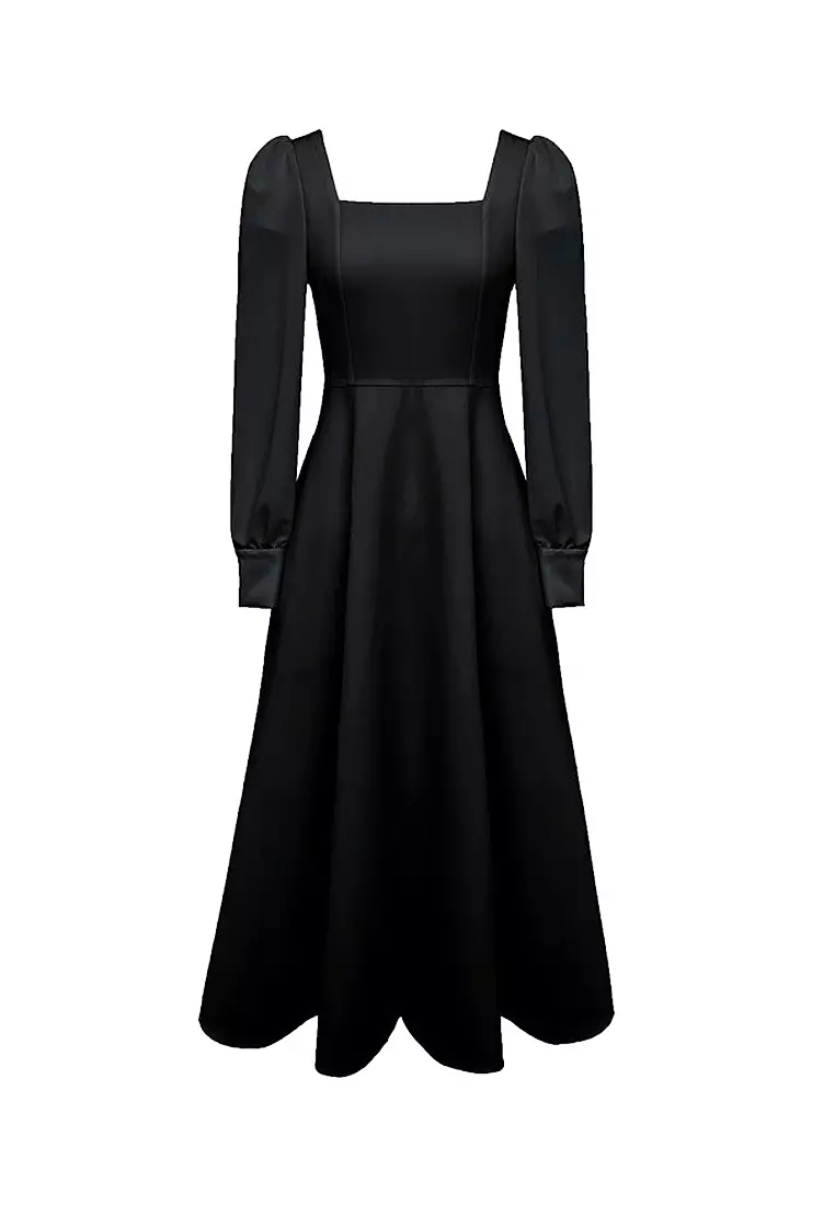 Twenty Eight Shoes VANSA Square Neck Waist Long Sleeve Dress VCW