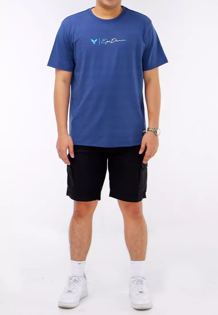 Round Neck Streaky Short Sleeve