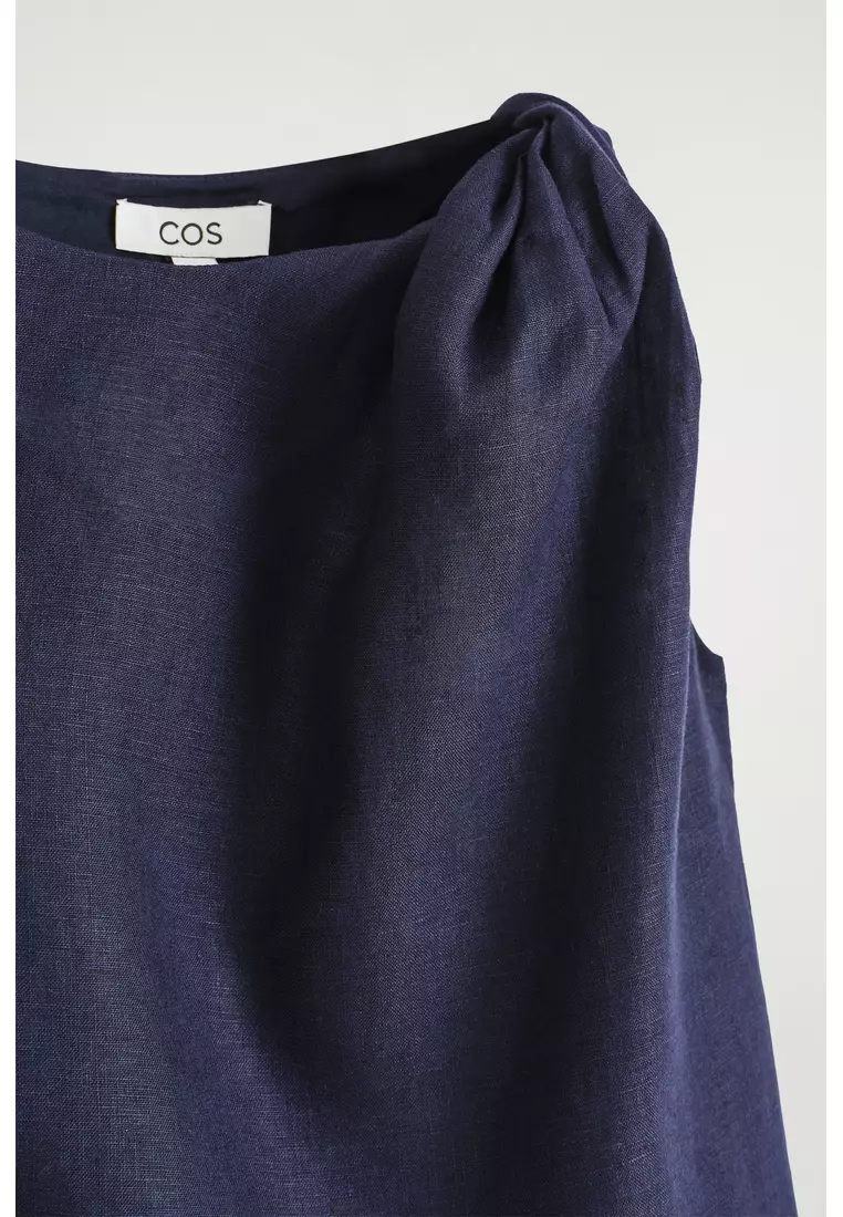 TWISTED-DETAIL LINEN TOP