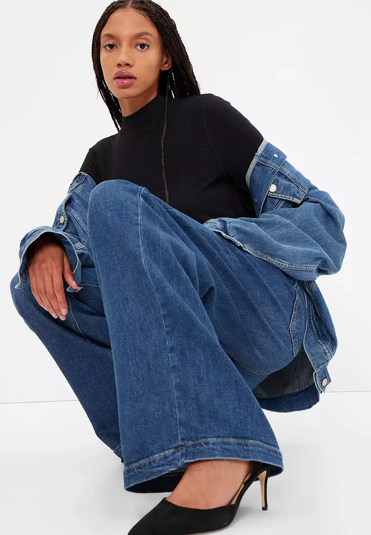 High Rise Stride Wide-Leg Jeans with Washwell