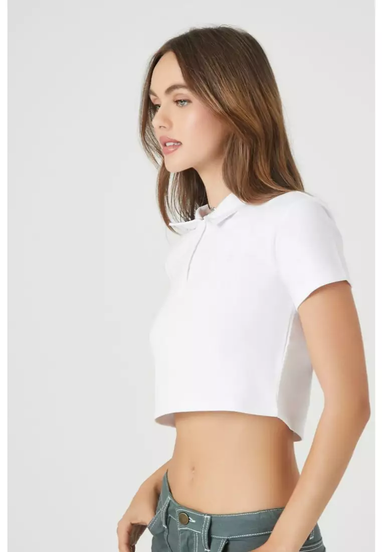 Cropped white polo store