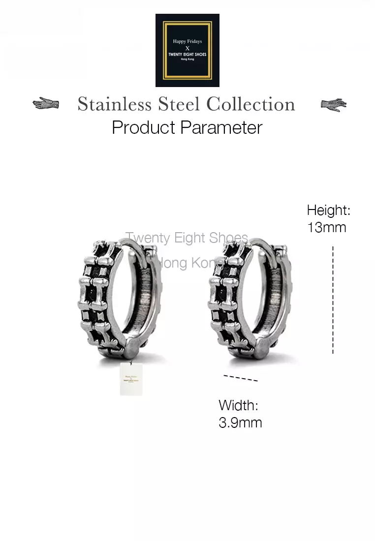 Unisex Titanium Steel Antique Style Hoop Earrings JW HS-S99