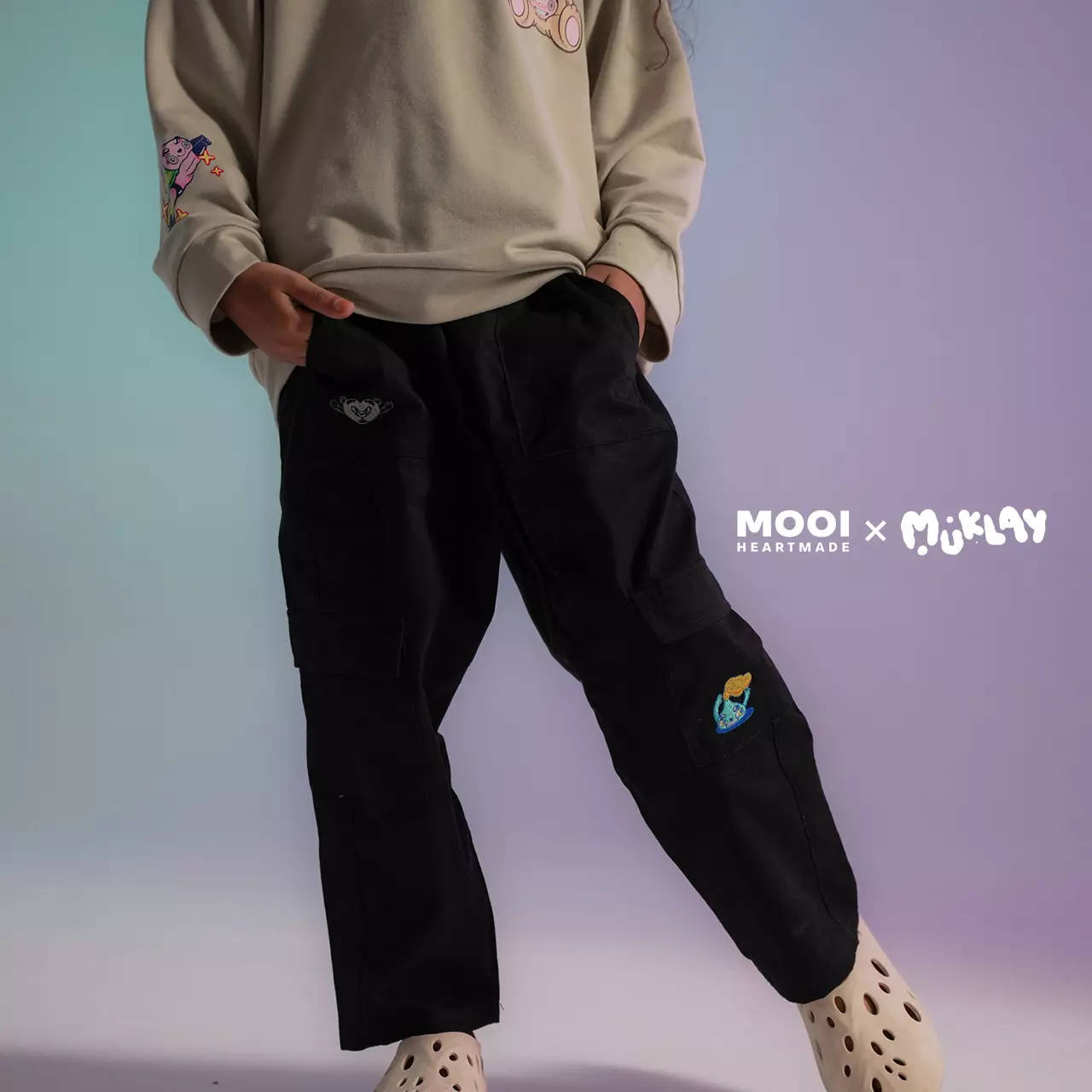 Mooi X Muklay Celana Panjang Cargo Anak Jeno Long Cargo Pants Kids - Navy