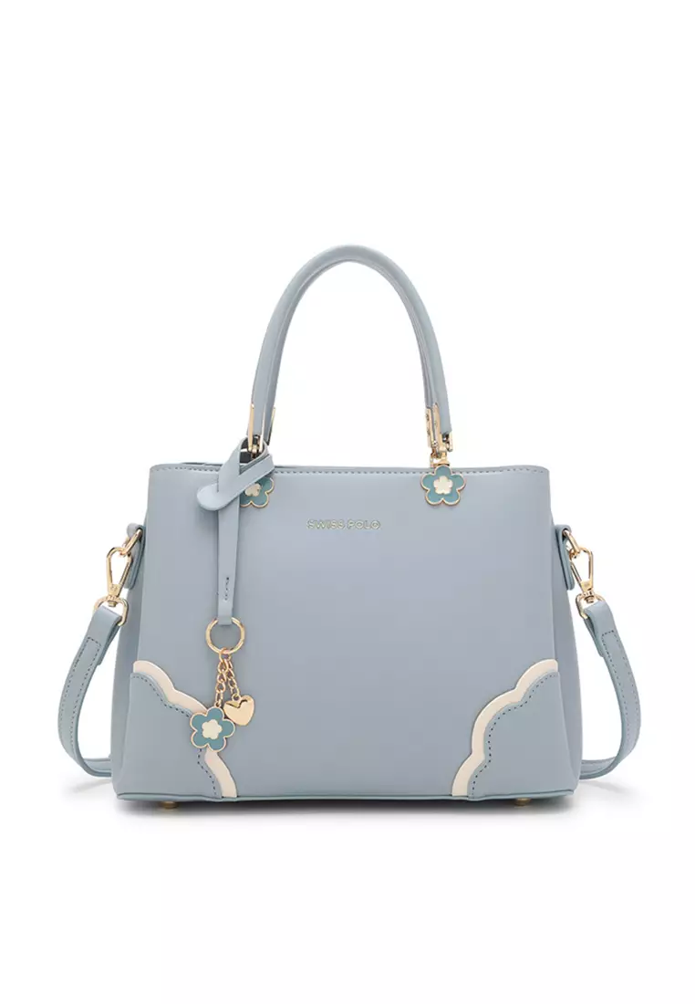 Women's Floral Detail Top Handle Bag / Sling Bag / Crossbody Bag (手拿袋 / 斜孭袋) - 藍色