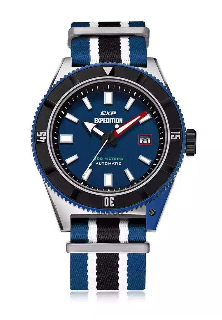 Expedition Jam Tangan Pria - Blue Silver Black - Nylon Strap - 6819 MANTBBU