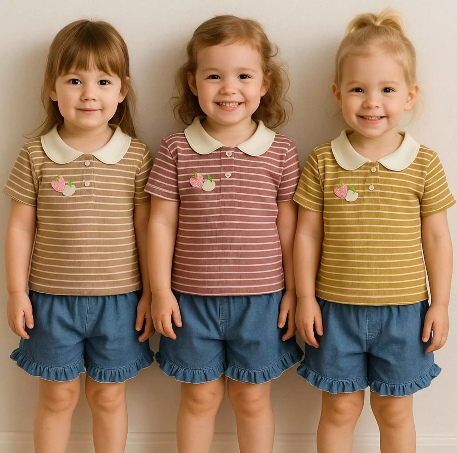 Little J - Little J - Oneset Celana Anak Perempuan Salur Lengan Pendek || Baju Anak Cewek Rib Stripe Lucu 1-5 Tahun SNI Tebal      L Series Setelan Anak / Setelan Baju Rumah Size 6 - 4 Tahun Bahan Katun