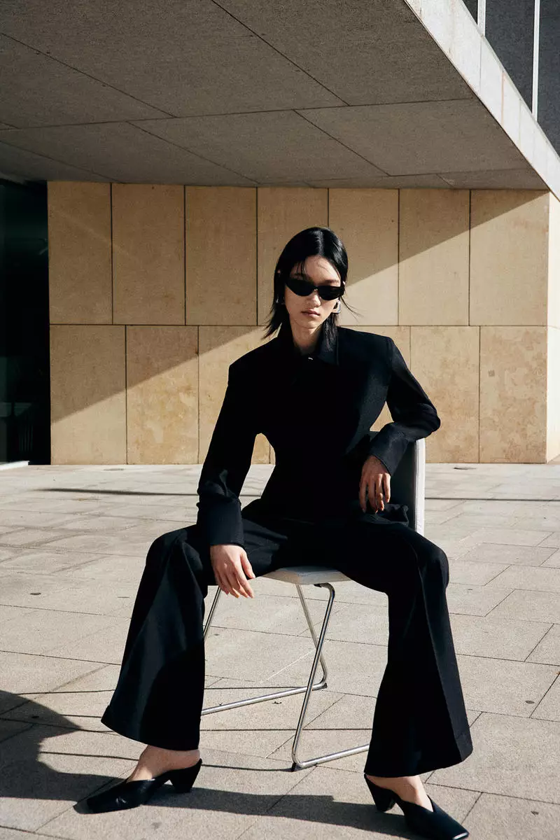 Flared crease-leg trousers